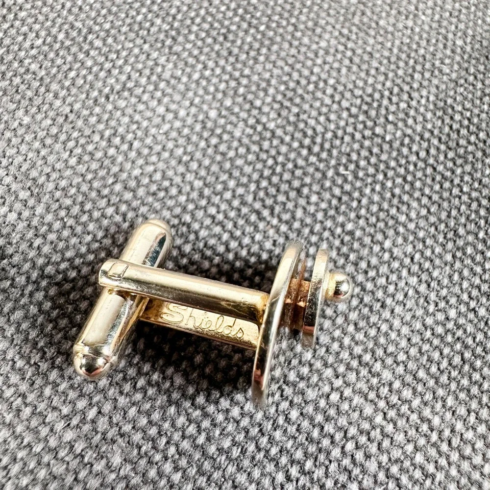 Lot of 4 Vintage Cufflinks Gold Tone Swank Shields Signed Mid Century Mens